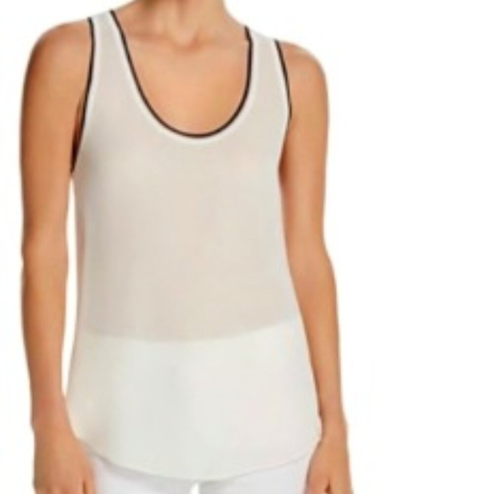 BNWT THEORY Lorrie C silk double georgette in ivory / true navy (S)
